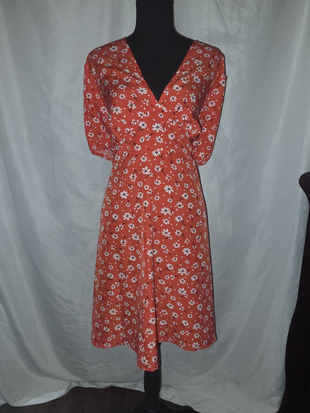 Red Floral  Midi Dress -